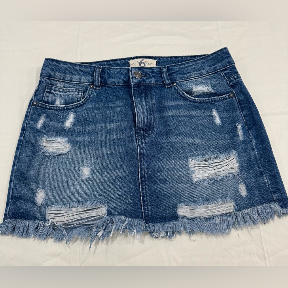 Free People Blue Mini Denim Skirt Casual